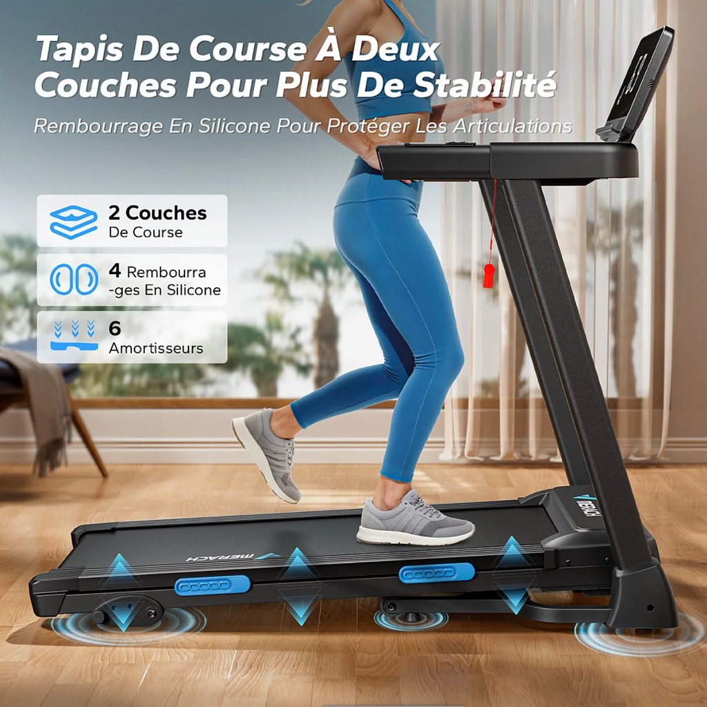 Tapis de Course Connecté Pliable avec 3 niveaux d’inclinaison, Vitesse Réglable de 0,8 à 12 km/h, Écran LED