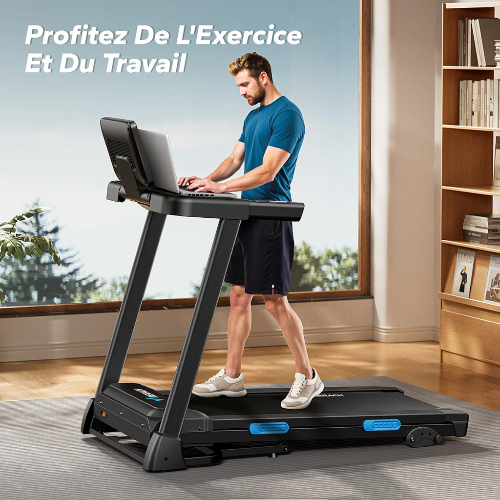 Tapis de Course Connecté Pliable avec 3 niveaux d’inclinaison, Vitesse Réglable de 0,8 à 12 km/h, Écran LED
