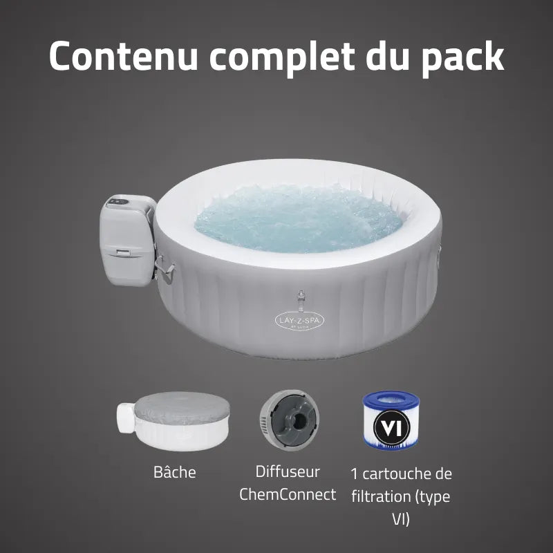 Spa Gonflable 4 Places avec 120 Jets AirJet et Chauffage Intégré